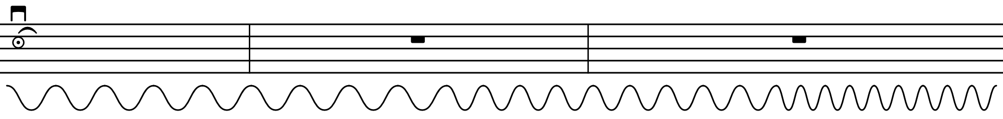 Notation for bowed crotale on timpano